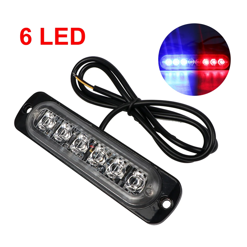 1224V6LEDRedBluePoliceLightFlasherAmbulanceFlashingLightBar