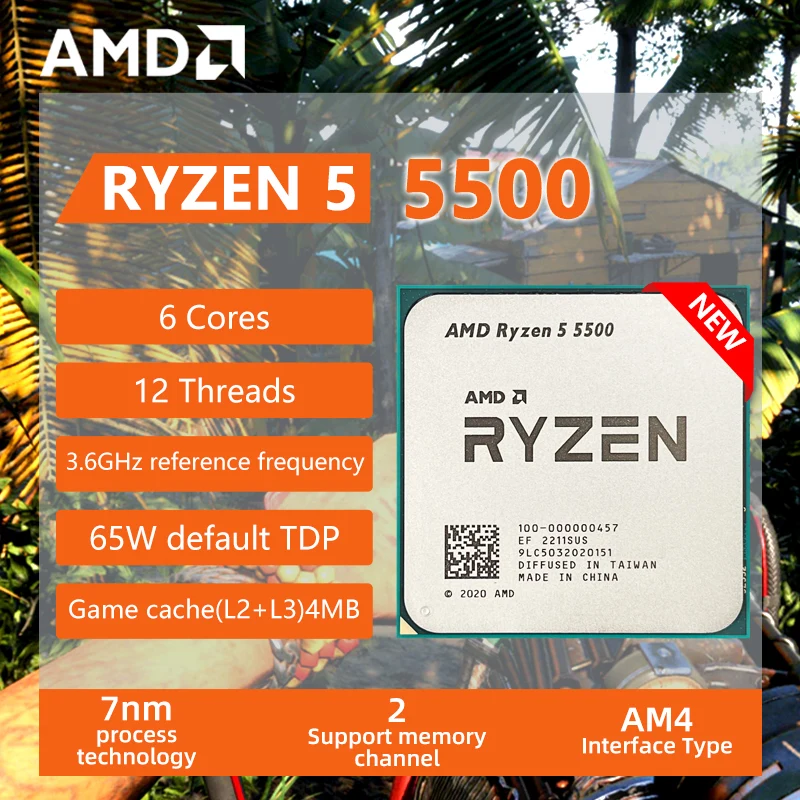 New Amd Ryzen 5 5500 R5 5500 3.6ghz 6 Core 12 Thread Cpu Processor 7nm 65w  L3=32m 100-000000457 Am4 Socket With Cooler Fan - Cpus - AliExpress