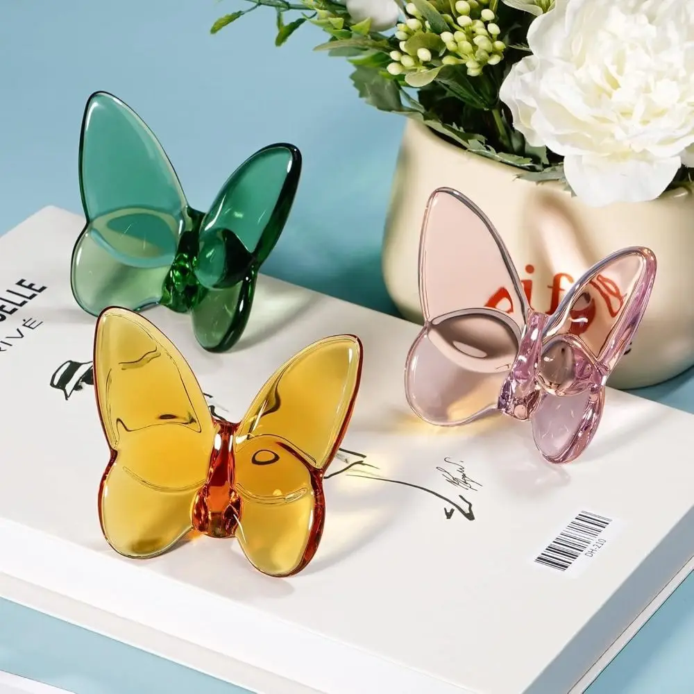 Multiple Color Crystal Butterfly Figurines Super Winkling Reflective Glass Butterfly Ornament Vivid Home Decor