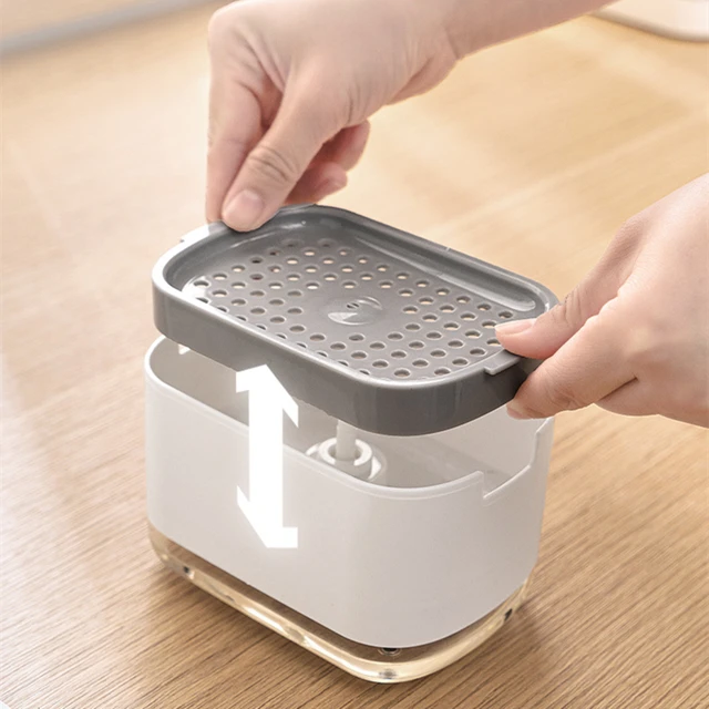 ห้องครัวจานสบู่Dispenserผู้ถือฟองน้ำ,ล้างจานLiquid SOAPปั๊มสำหรับอ่างล้างจานเคาน์เตอร์,1pcs 300ml 4