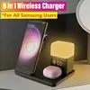 6 In 1 Wireless Charger Stand Alarm Clock Night Light Fast Charging Dock Station. 1