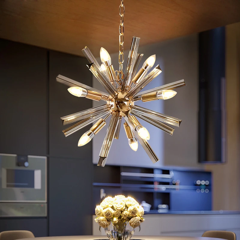 

Sputnik chandeliers Modern Crystal smoky glass lamp for Bar Kitchen Island light Loft Home Decorations living room coffee table