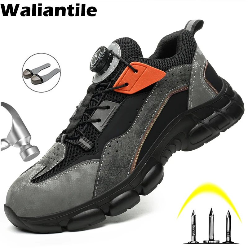 

Waliantile New Safety Shoes For Men Anti-smashing Construction Working Boots Puncture Proof Steel Toe Indestructible Sneakers