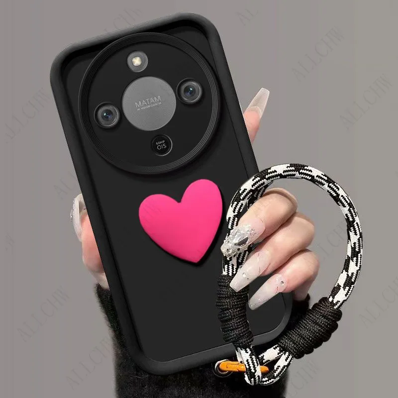 For Honor Magic Lite Series Protective Phone Case with Heart Hand Strap and Shockproof Design