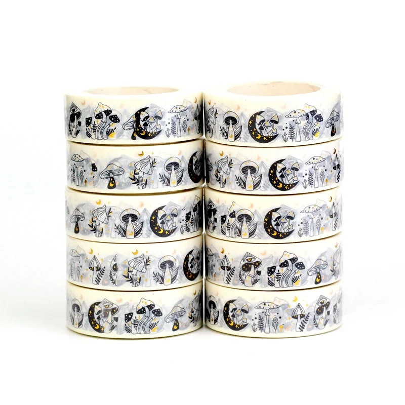 

NEW 10pcs/Lot Deco Cute Gold Foil Moon Toadstool Halloween Washi Tapes for Journal Scrapbooking Masking Tape Papeleria Supplies