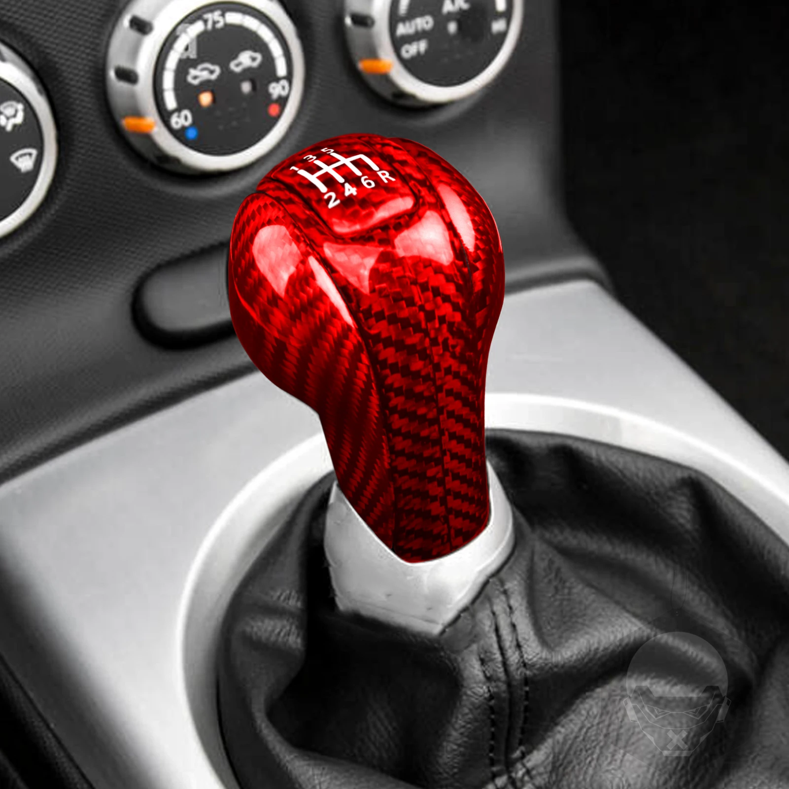 

For NISSAN 350Z Z33 2003 2004 2005 2006 2007 2008 2009 Carbon Fiber Red/Black Center Manual Gear Shift Head Knob Cover Trim Cap