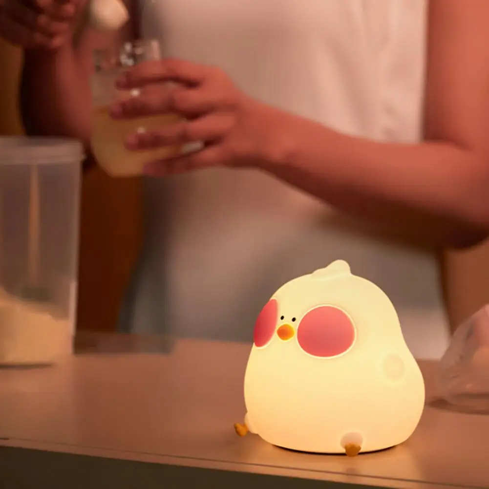 

Soft Gentle Led Night Light Automatic Timer Light Rechargeable Silicone Chick Night Lamp Soft Flicker-free for Room Decor