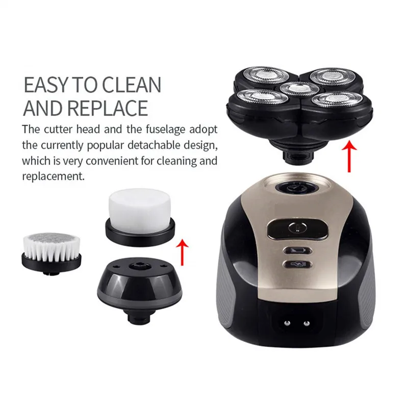 Portable Waterproof Razor 5 in 1 Rotary Razor Beard Clipper Hair Trimmer For Men's Beard Facial Shaving Razor