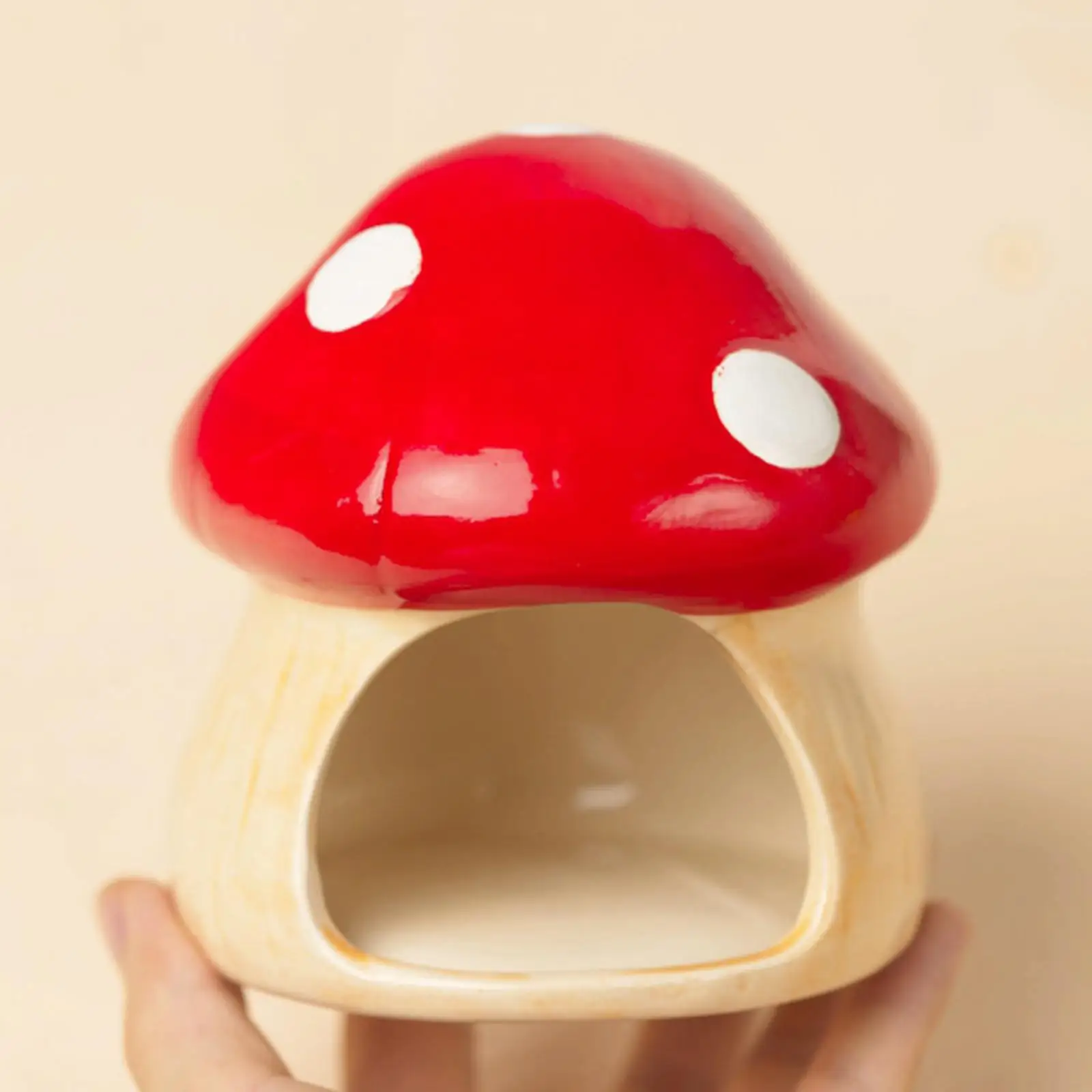 Ceramic Hamster House Cartoon Food Feeding Bowl Mushroom Shaped Hamster Habitat