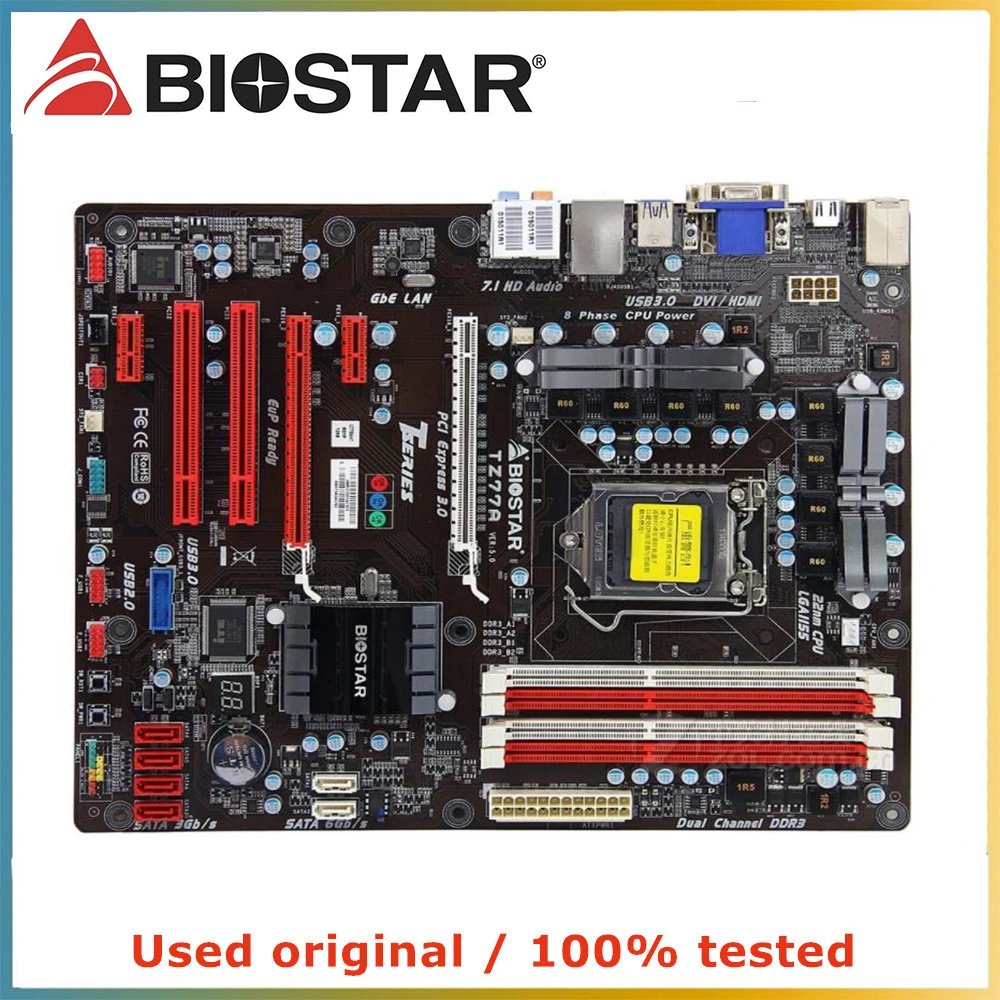 Biostar TZ77A LGA 1155 DDR3 için kullanılan orijinal anakart 32GB USB2