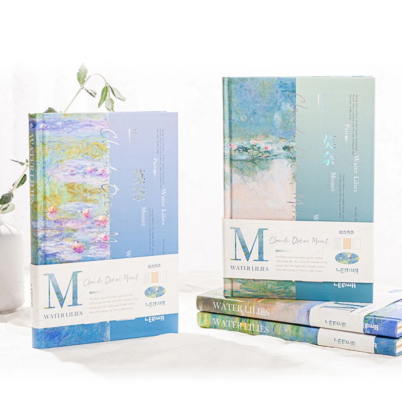 A5/B5 Notebook Gilding Cover Monet Water Lily Series Schedule Planning Diary Record Office Study Notes Supplies