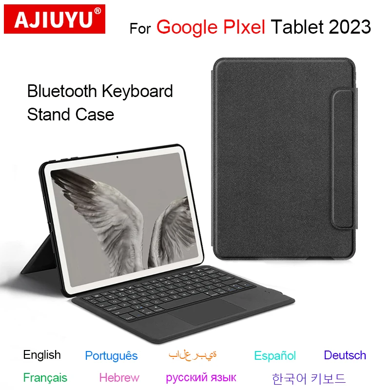 Capa de Teclado com Touchpad em Árabe Russo Tablet Google Pixel Bluetooth 2023 11 Polegada