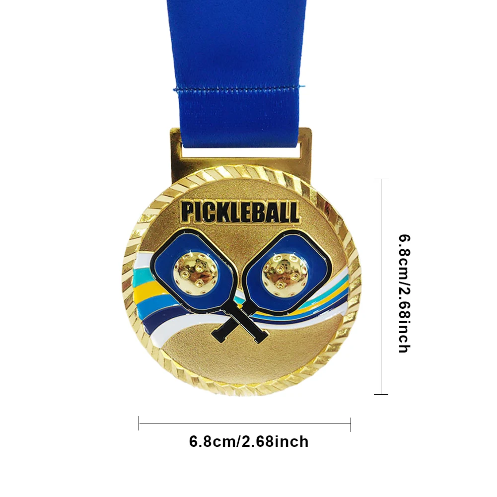 1-3pc 6.8cm Pickleball Medal Metal Winner Medals Gold/Silver/Bronze Medal with Neck Ribbon for Games Sports Encouragement