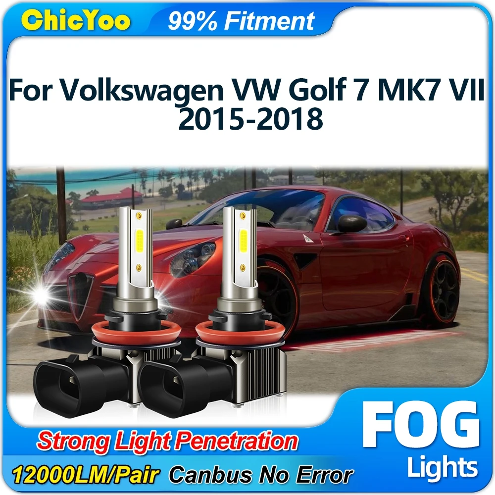 H8 H9 H11 LED Car Fog Lights Bulbs 12000LM Auto Fog Lamps 6000K 12V For Volkswagen VW Golf 7 MK7 VII 2015