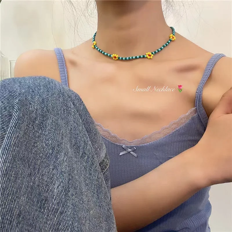 Trendy Böhmen Bunte Perlen Kette Choker Halskette für Frauen Männer Mädchen Schöne Kleine Blume Zubehör Halsketten Schmuck Geschenke – Detail 14