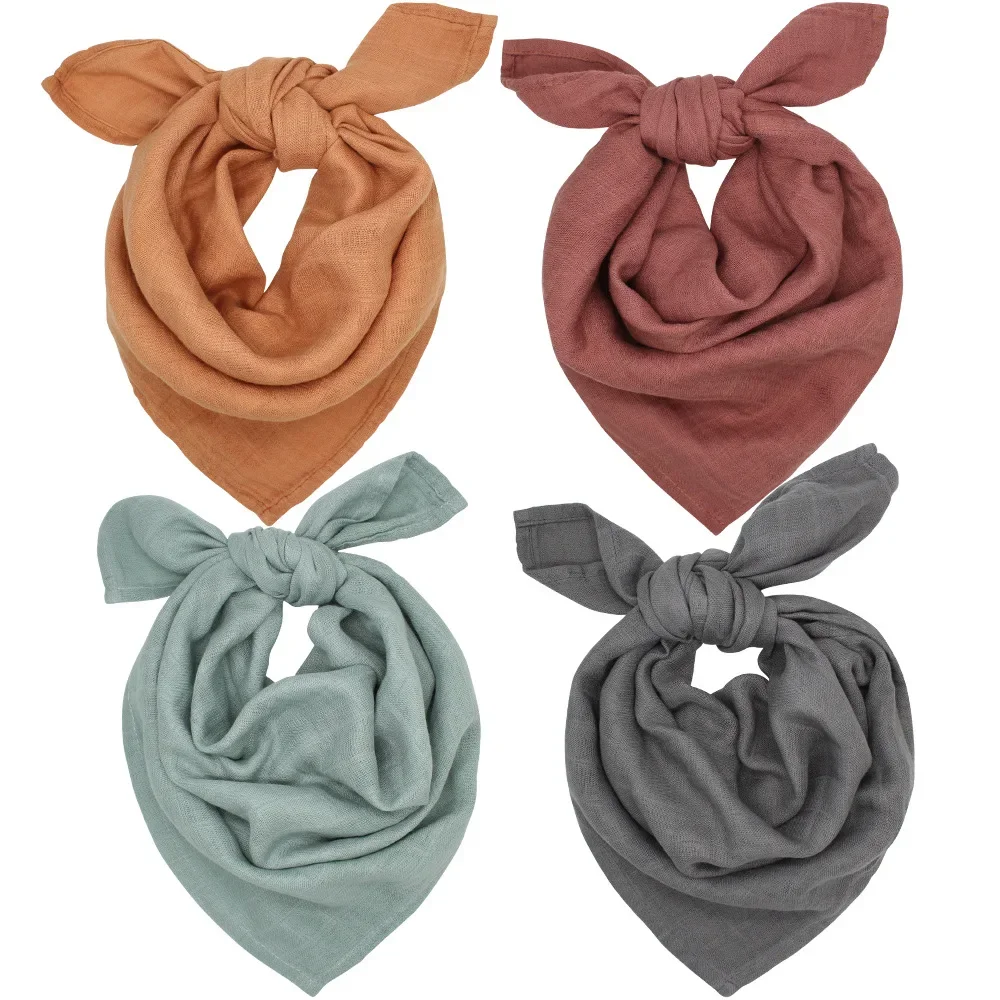 60x60cm Muslin Squares Bamboo Baby Blanket Bibs Newborn Solid Bandana HandKerchief Infant Swaddle Wrap Burp Cloth Towel Scarf 4