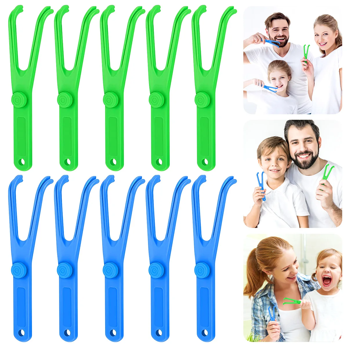 

10Pcs Dental Floss Holder Y Shape Plastic Dental Floss Rack Reusable Floss Pick Holder Teeth Cleaning Care Tool without Dental F