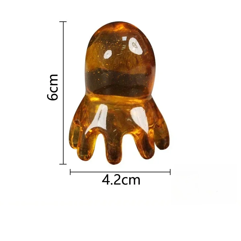 Natural Resin Octopus Acupoint Comb Portable Head Neck Massager for Stress Relief Meridian Therapy Hair Care Tools Gift