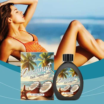 Coconut Dark Tanning Lotion Face Body Bronzer Deep Moisturizing Nourishing Sunbed Sports Waterproof Natural Sunless Tanner Cream