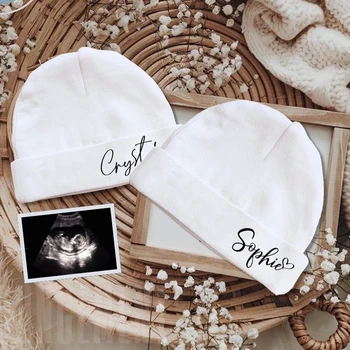Cappello da ospedale per neonato Berretto per neonato con nome Cappelli in cotone per neonato Personalizza copricapo antivento Regalo per doccia infantile