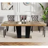 Extendable Dining Room Table for 4 6 8 10 People, 63"-78.74" Wooden Transformer Kitchen Dining Table with Black Double Sturdy 6