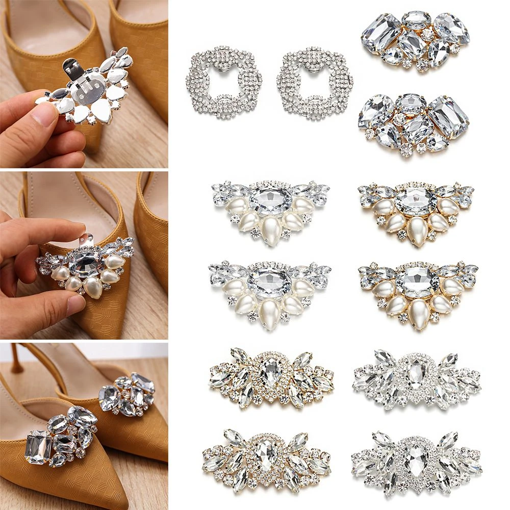 para zapatos de boda, 2 piezas, Clip para zapatos de tacón alto, decoración de novia, diamantes de imitación brillantes, Clips decorativos DIY, hebilla de encanto| | - AliExpress
