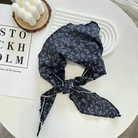2025 Flower Neck Scarf Shawl Summer Triangle Hair Head Wrap Headband Handkerchief Hair Ties Bandanas Hair Ribbon For Women - Image 2