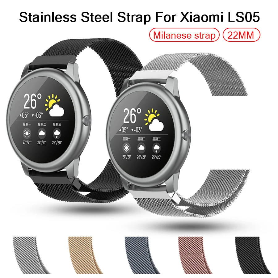 

Stainless Steel Strap Band For Xiaomi LS05 Metal Replacement Bracelet For Xiaomi Haylou Solar LS05 Magnetic Clasp Mesh Wristband