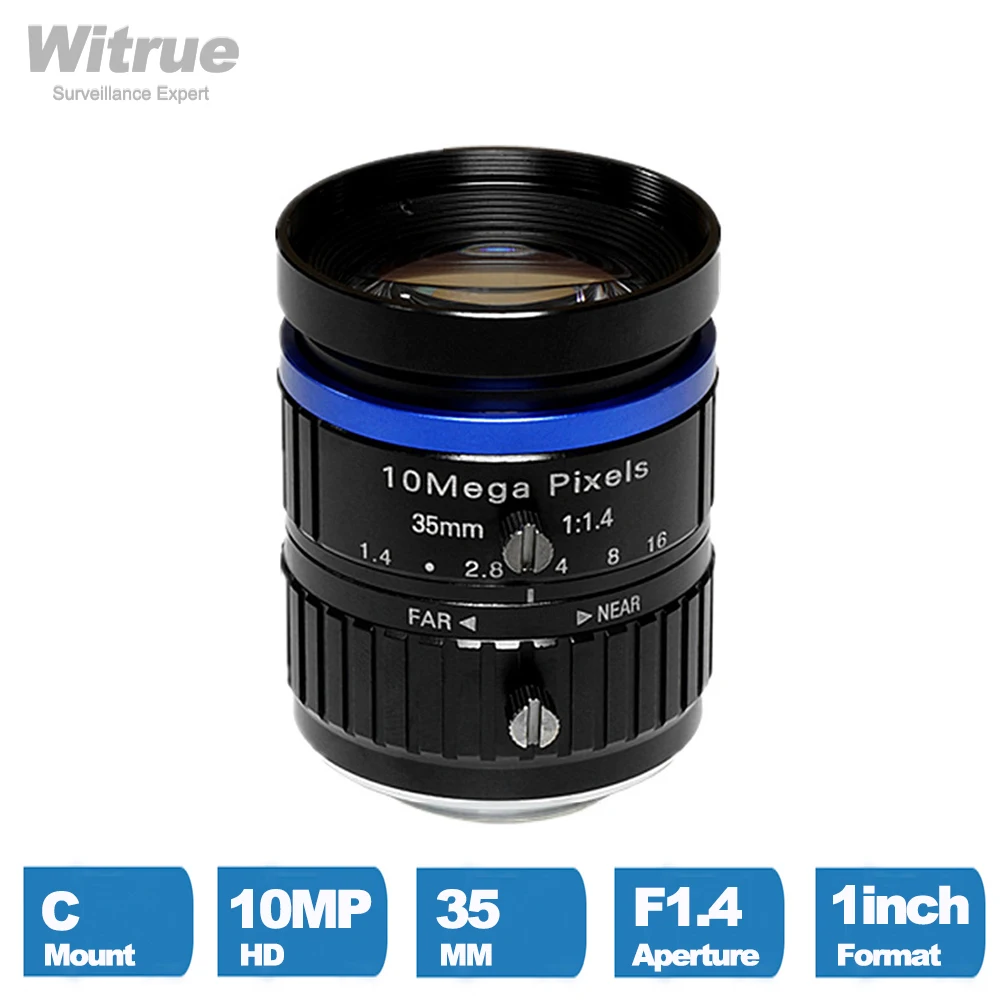 

Witrue HD 4K 10 Mega Pixel 35mm CCTV lens C Mount F1.4 IR 1" for Security Camera IP Surveillance Cameras