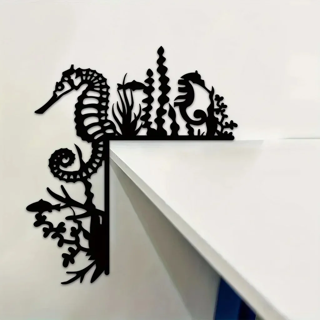 

1pc Metal Seahorse Home Decorative Wall Stickers Door Corner Decorations, Door Frame Corner Decor Art Wall Hanging Decoration
