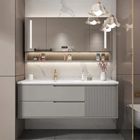 Basin With Wooden Cabine Bathroom Cabinet Vanity With Sink Furniture Combination Oak Smart Mirror Lacquered Seamless Integrated 2