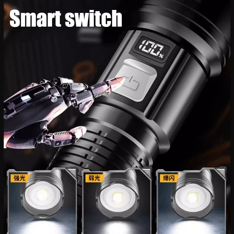 High Strong Power Led Flashlights Tactical Flash Light Torch Ultra Bright Lamp USB Charging Camping Fishing Defensa Zoom Lantern