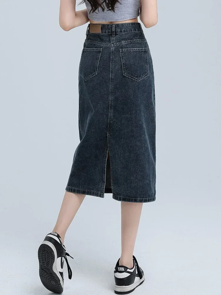 

Denim Skirt Woman Slit Jean Long Skirts For Women Fashion High Waist Summer Midi Skirt Y2k Streetwear Skirts F54