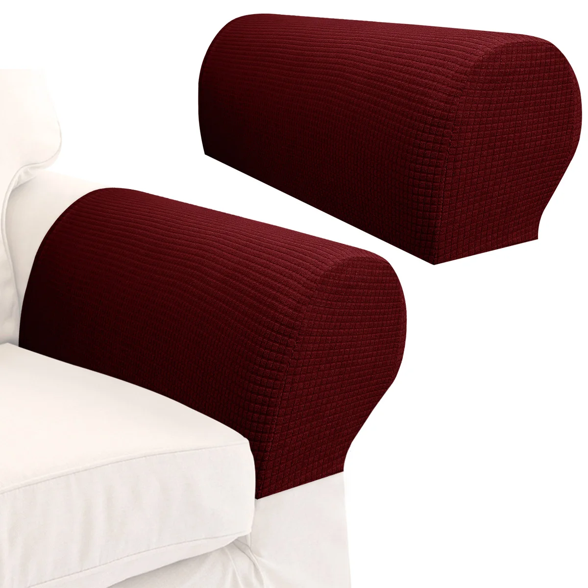 Set of 2 Premium Stretch Waterproof Sofa Armrest Covers - Soft Spandex Furniture Protectors