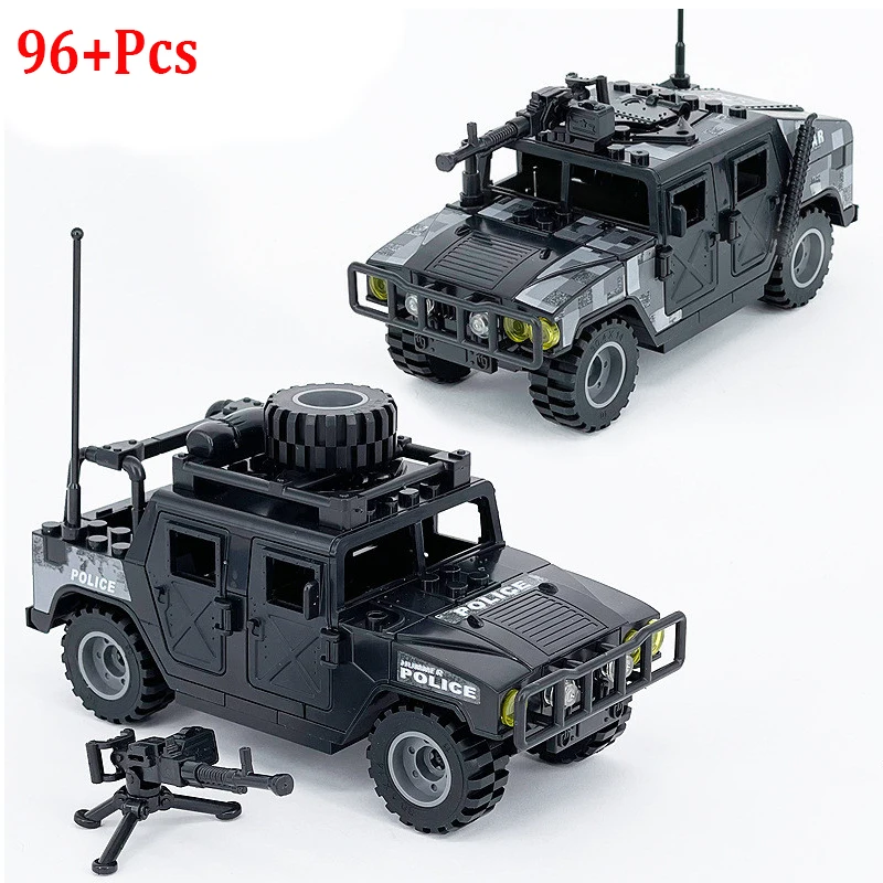 Military Humvee Jeep Building Bricks Set with Action Figures - Classic Toy