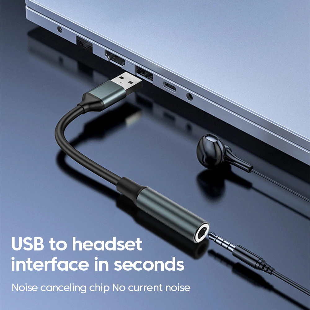USB to 3.5mm Adapter USB to 3.5mm Jack Audio Adapter Cable USB to Aux Adapter External Sound Card Headphone Micphone Sound for PC Laptop