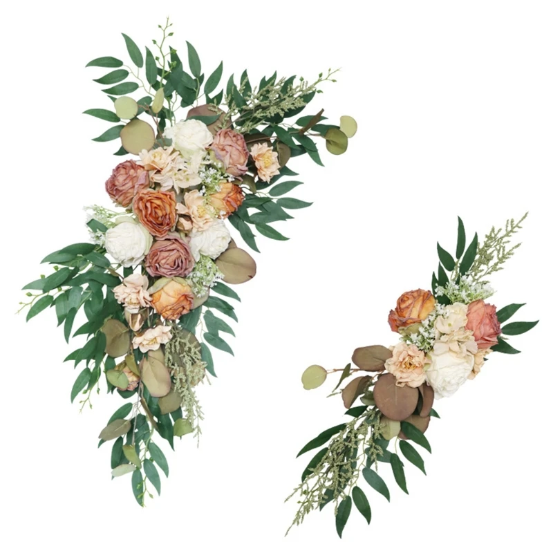 

Искусственная роза, эвкалиптовая гирлянда, лозы из ротанга, цветочные украшения для свадебной вечеринки, новое поступление