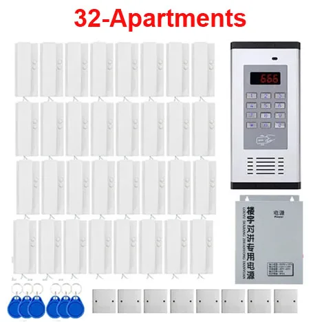 

Top quality Security non-visual building intercom system 2-wired audio door phone for 32-apartments,PASSWORD/ID Card unlocking