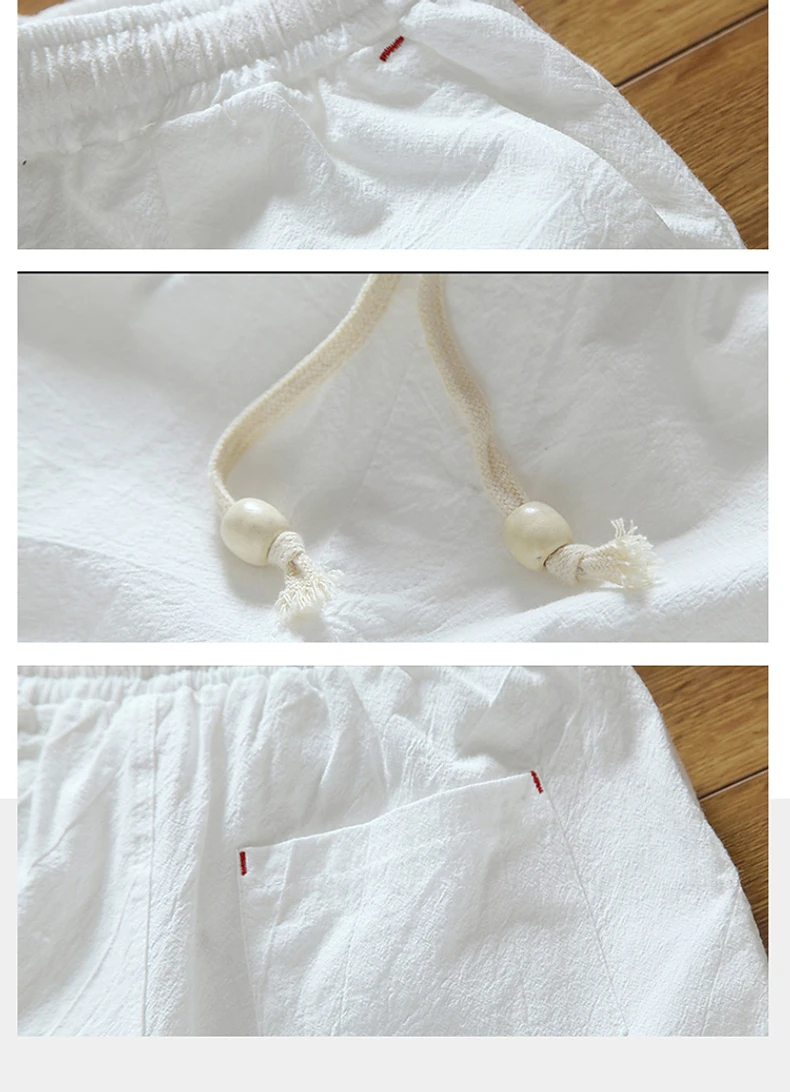 Description Picture 6 of item2024 Men Summer Fashion Solid Color Straight Shorts Male Thin Wide-leg Short Pants Mens Loose Casual Cotton Linen Shorts K312