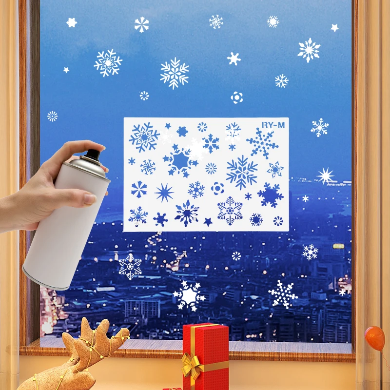 Christmas Decorations Merry Christmas Footprint Snowflake Santa Claus Xmas Tree Painting Template Embossing Paper Card Embossing Album Xmas Decoration