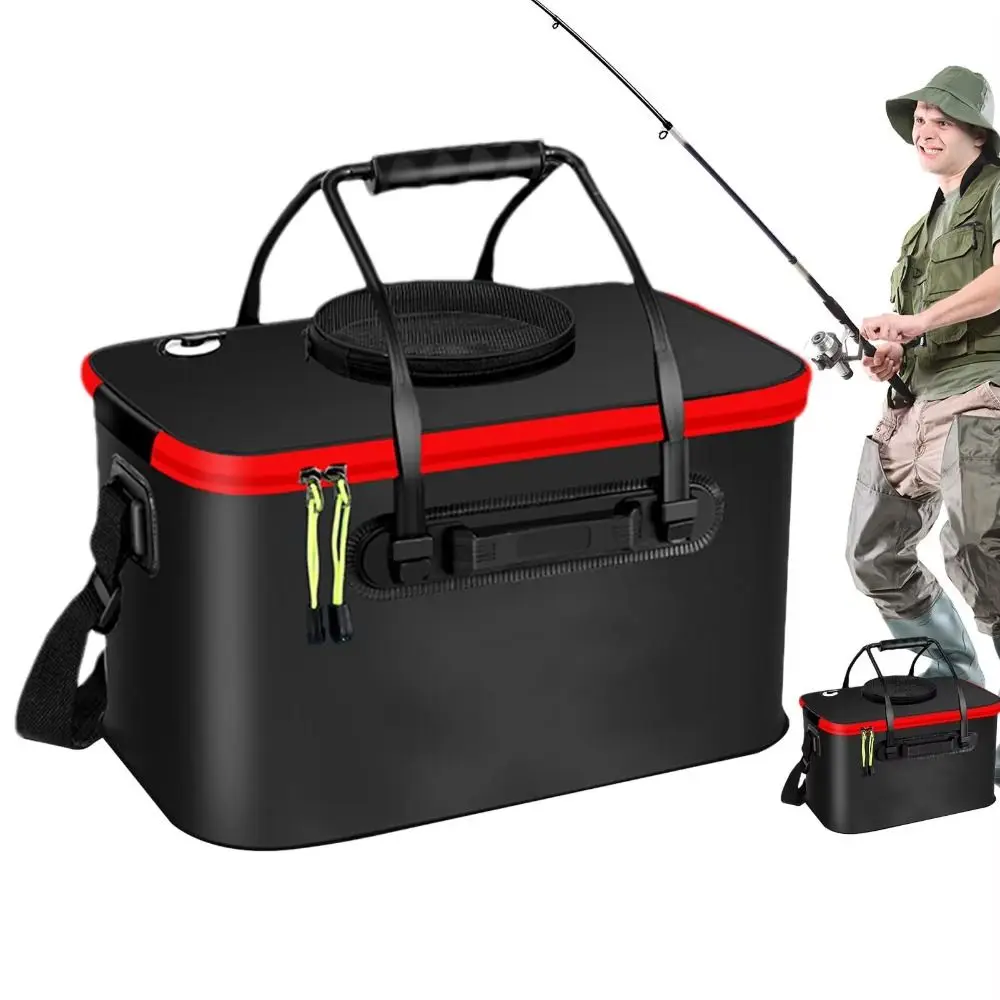 Water-Resistant Foldable Fishing Bucket EVA Durable Fishing Tackle Bag Collapsible Leak-proof Live Fish Tackle Box