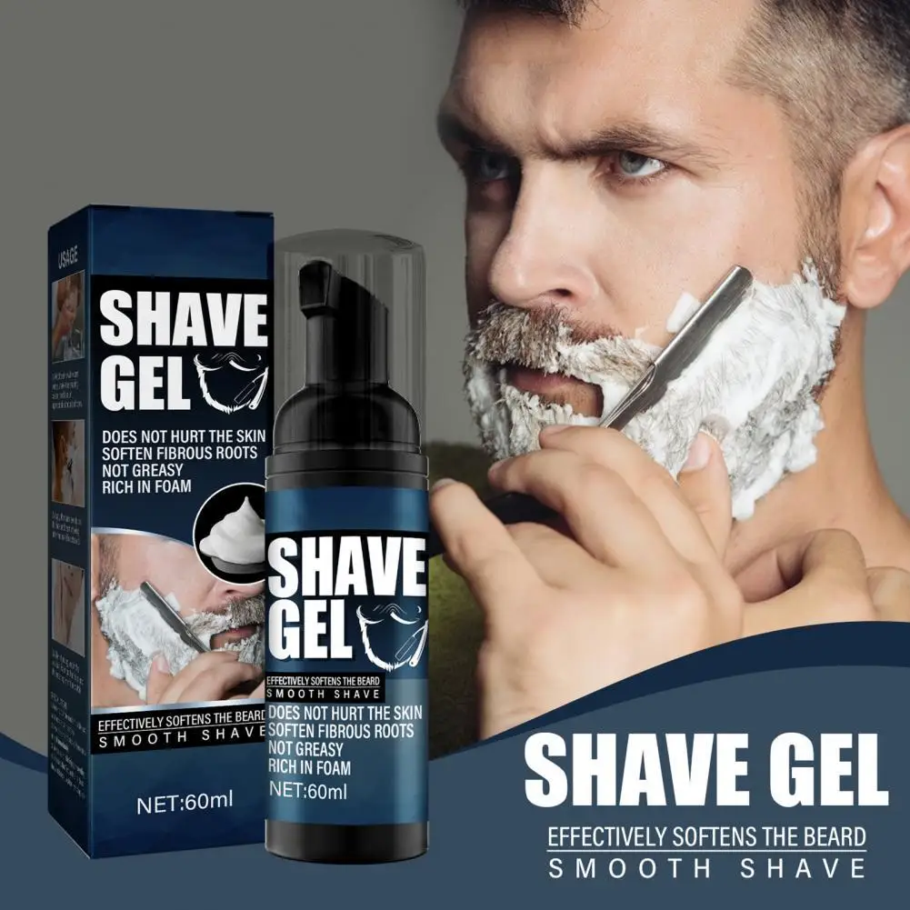 60mlFoamShavingCreamRichinFoamSoftenBeardShaveCleanerMen