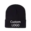 Custom Embroidery Logo Beanies Winter Warm Knitted Hat Universal Black Beanie Hat For Men Adult Casual Brimless Cap Women's Hats
