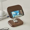 Black Walnut Wood IPad Stand Foldable Mobile Phone Holder 360 Degrees Rotating Charging Base Practical and Convenient Book Shelf 3