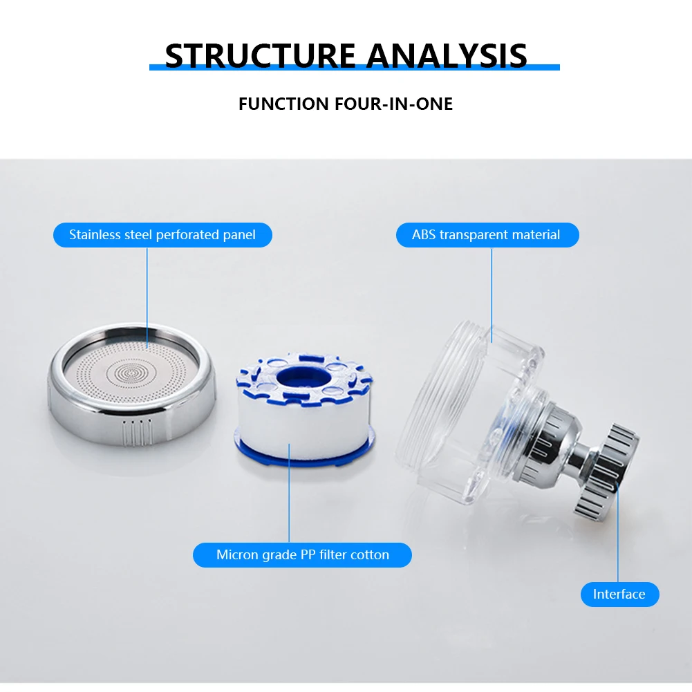 360 Degree Rotating Sink Filter Pressurized Faucet Aerator Extender Splash Proof Bath Faucet Connector for Home Bathroom Kitchen