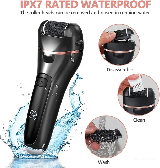 Electric Callus Remover Professional Foot File Grinder Pedicure Machine Rechargeable Heel Cracked Dead Skin Scrubber 3 Heads 3
