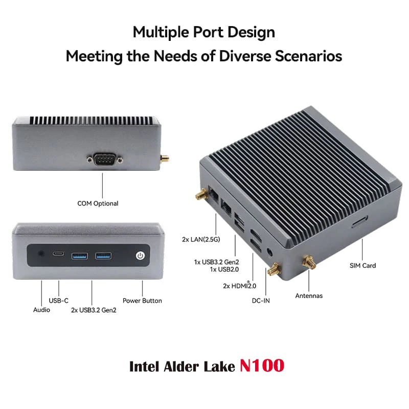 Maxtang Intel 12th Gen N100 Mini PC 16G RAM 1TB SSD Computer PC DDR4 M.2 2280 SATA Gaming PC With Win11 OS WIFI6 and BT5.2 2
