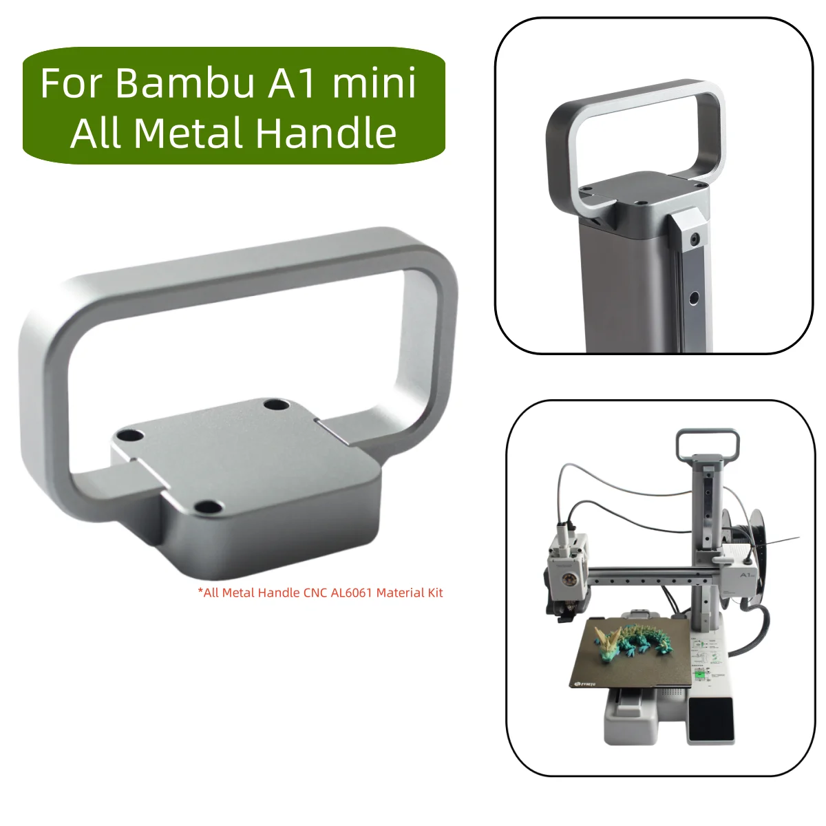 For Bambu Lab A1 mini 3D Printer All Metal Handle CNC AL6061