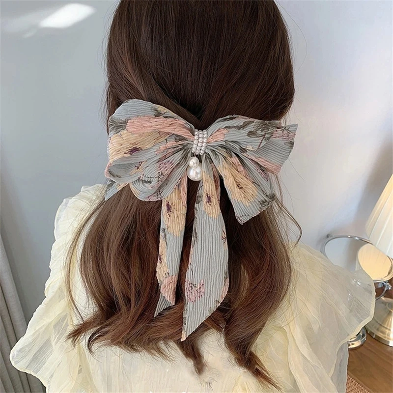 Big Bow Sweet Fabric Floral Hair Clip Korean Version of The Back of The Head Duckbill Clip hair clip