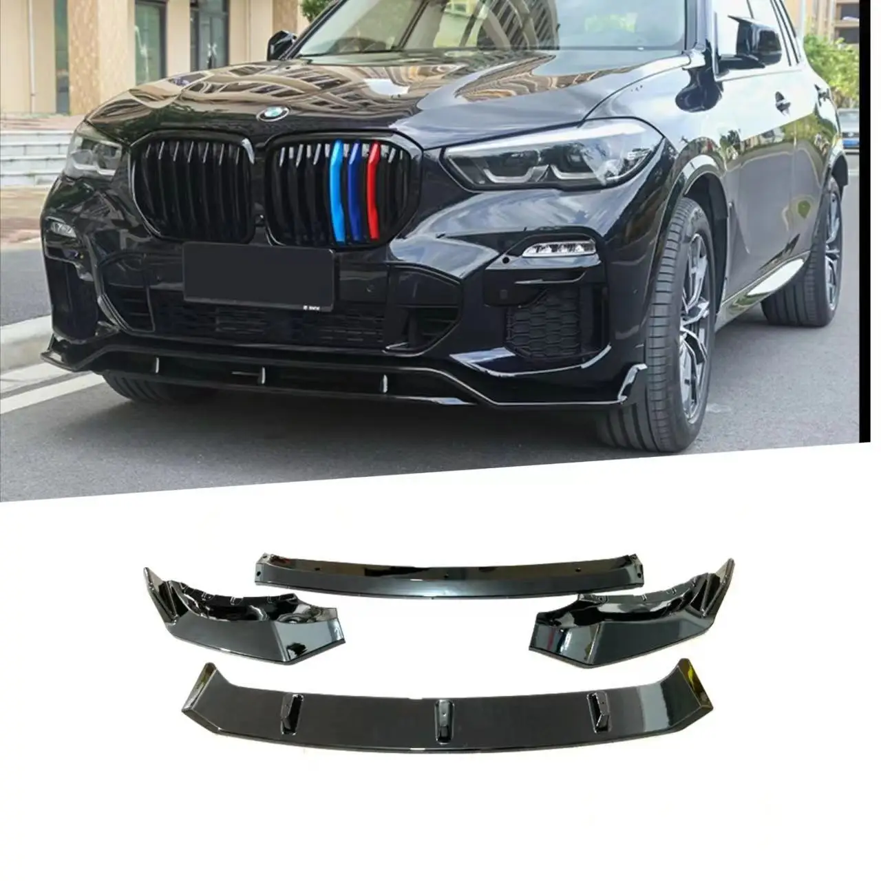 

For 20-23 X5 G05 Black Warrior Modelsfront Lip Shovel Glossy Black Water Transfer Printing4-stage Design